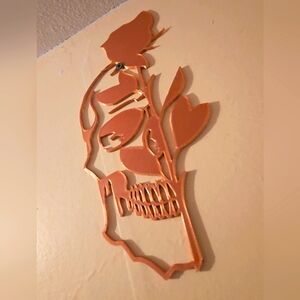 3D printed skull with rose